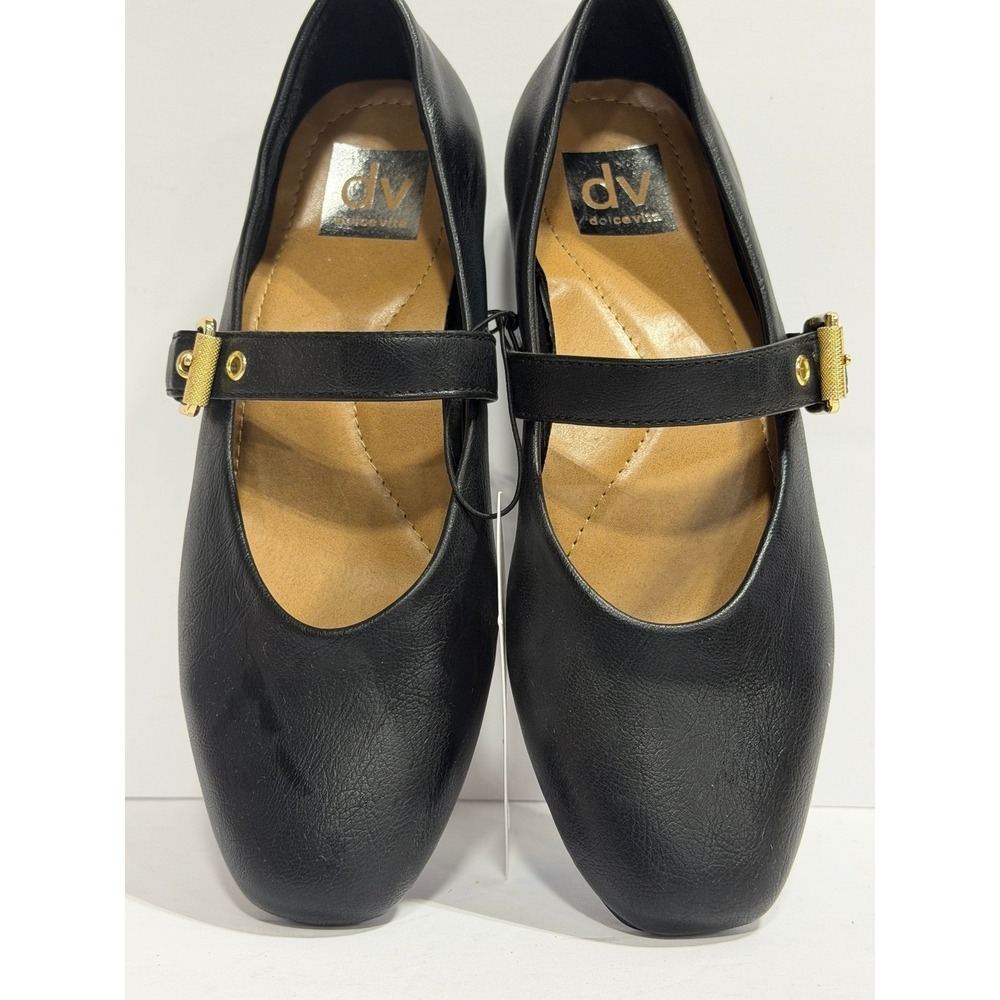 DV Dolce Vita Mauryce Mary Jane Flats Womens NWT 7.5 Black Gold Buckle